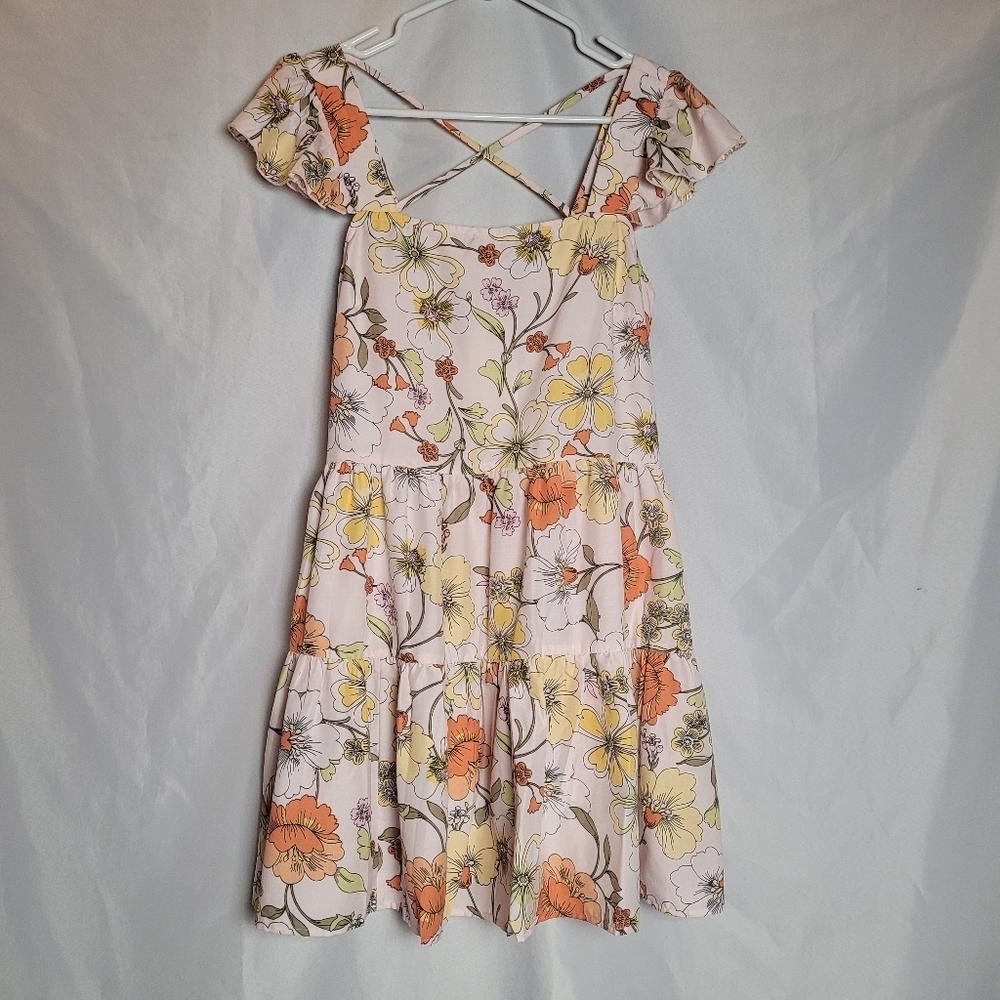 Band of Gypsies Lottie&Holly Blush Pink Floral Mini Dress Women's Size M